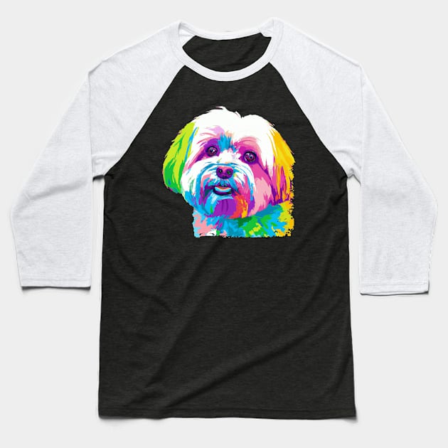 Maltese Pop Art - Dog Lover Gifts Baseball T-Shirt by PawPopArt